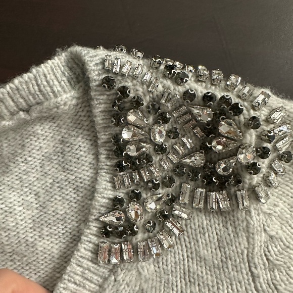 White House Black Market Embellished Gray Sweater - Picture 4 of 10